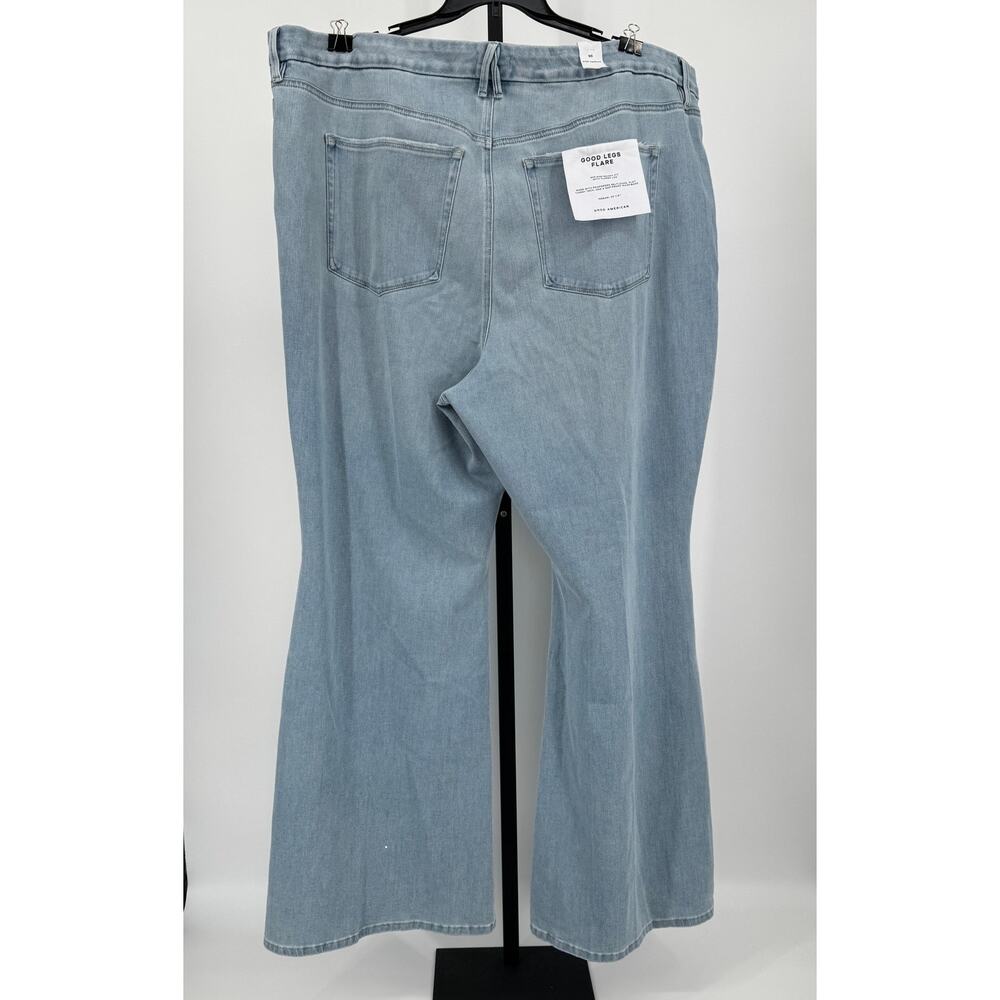Good American Good Legs Flare Jeans Size 30 Light Wash Deep V Yoke NWT - NEW - Picture 4 of 10
